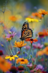 Monarch Butterfly on Flower.