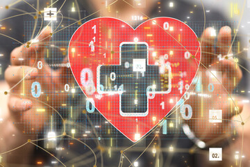 digital medical futuristic interface 3D rendering