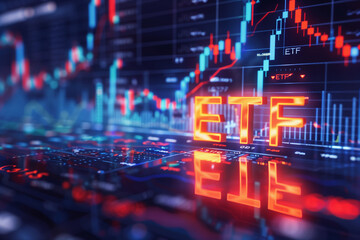 Obraz premium Exchange Traded Fund concept, letters ETF on finance data chart