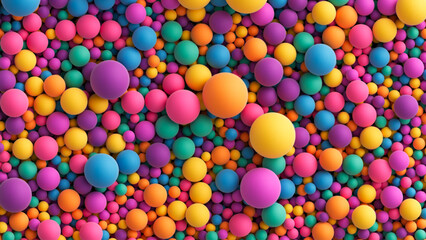 Colorful balls background for kids zone or children's playroom. Many colorful random bright soft balls background. Huge pile of colorful balls in different sizes. Vector background