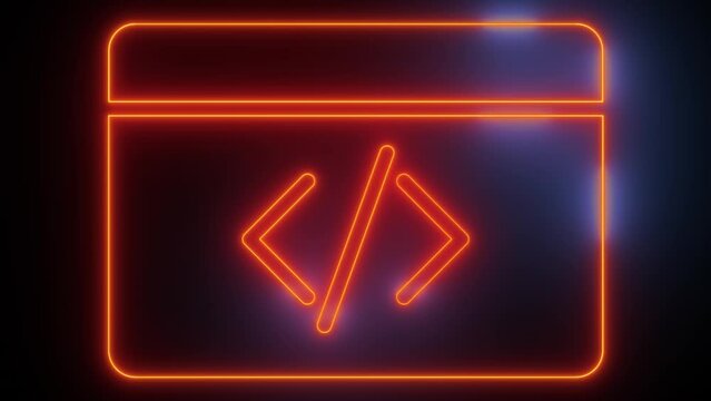 Neon Coding Brackets - Dynamic Programming Icon Set, Elevate your tech visuals with our dynamic neon coding brackets