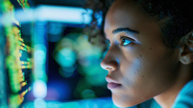 Close-up photo of Female Student Coding