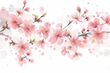 Whimsical Cherry Blossom Branch Falling Petals for Spring Decor Generative AI