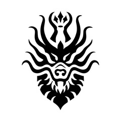 Dragon King logo or modern line icon. Vector line art and icon design with bold outline. Black and white Pixel Perfect minimalistic symbol isolate white background. Creative logotype