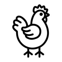 Chicken logo or modern line icon. Vector line art and icon design with bold outline. Black and white Pixel Perfect minimalistic symbol isolate white background. Creative logotype