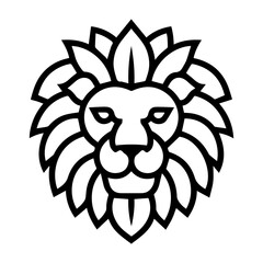 Lion Oak logo or modern line icon. Vector line art and icon design with bold outline. Black and white Pixel Perfect minimalistic symbol isolate white background. Creative logotype