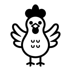 Chicken logo or modern line icon. Vector line art and icon design with bold outline. Black and white Pixel Perfect minimalistic symbol isolate white background. Creative logotype