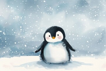 Adorable Penguin Illustration for Happy Awareness Day Background Generative AI