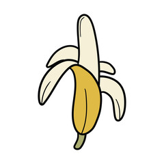 Hand drawn cartoon banana on white background.
