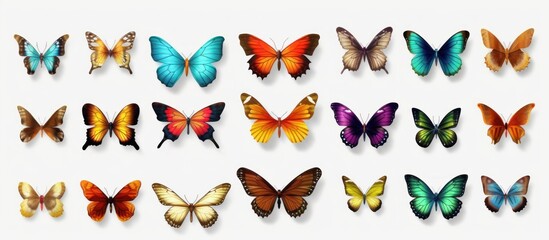 Collection of Colorful Butterflies