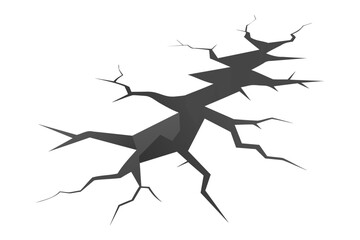 Cleft in the ground and a hole in the floor on a white background