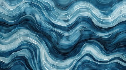 Obraz premium A serene wave pattern in various shades of blue, capturing the soothing and rhythmic flow of time and memory.