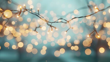 Cozy Outdoor Ambiance with Hanging String Lights Generative AI