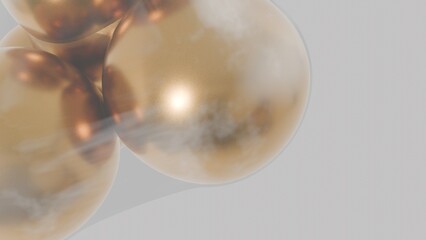 Gold abstract balloons in a clear wrapper.