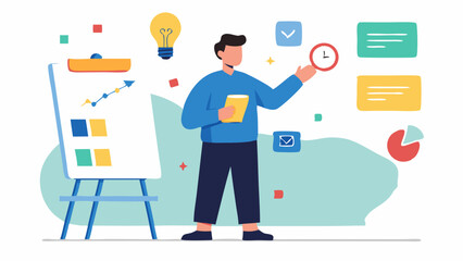 marketer brainstorming in front of a whiteboard filled with content ideas and strategies