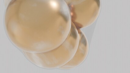 Gold abstract balloons in a clear wrapper.
