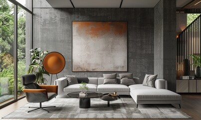 Contemporary Poster Mock up. Modern Interior Design Background