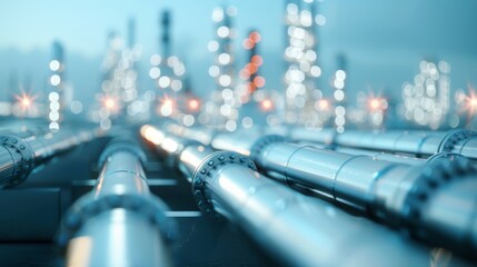 Fototapeta premium Industrial Scene at an Oil Refinery Factory Generative AI