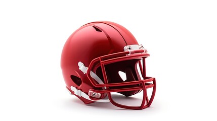 Fototapeta premium Red American football helmet isolated on white background.