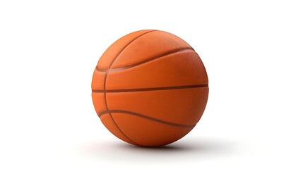 This is a 3D rendering of a basketball. The basketball has a classic design with orange and black panels. It is sitting on a white surface.