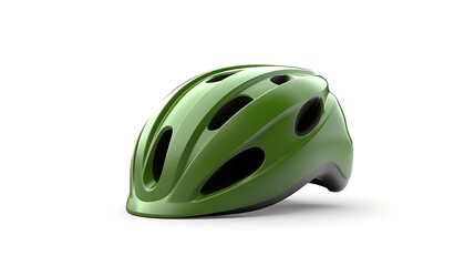 Fototapeta premium Green Bike Helmet. 3d rendering of a green bicycle helmet isolated on white background.