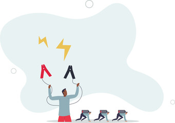 Employee recharge to boost productivity, boost energy to work or recharge after long time Coronavirus quarantine concept.flat illustration