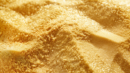 Obraz premium Flat image of yellow-golden sand viewed from above. Sand texture.