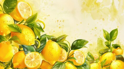 A sunny yellow border adorned with vibrant lemon decorations