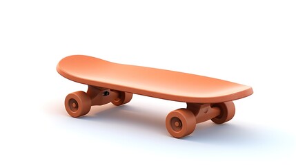 A sleek and stylish orange skateboard sits on a white background, ready to take its rider on an adventure.