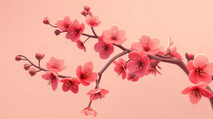 Fototapeta premium Chinese red plum blossom branch of varies sizes and colors