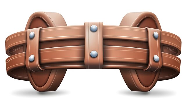 recommend clip art: 3D rendering of a brown leather belt with silver studs. The belt is curved and has a decorative buckle in the front.