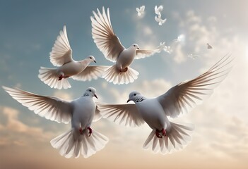 Fototapeta premium white doves in flight