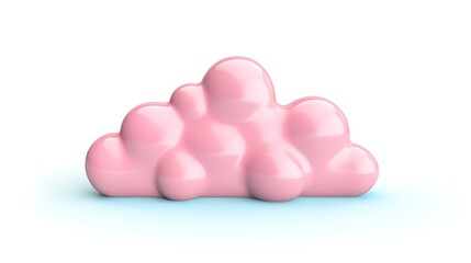 3D rendering of a fluffy pink cloud on a blue background.