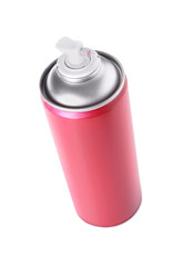 One red spray paint can isolated on white