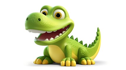 Fototapeta premium Cute and funny green crocodile smiling happily. Perfect for children's book illustrations, game assets, or as a fun and friendly mascot.