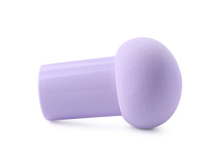 One violet makeup sponge isolated on white