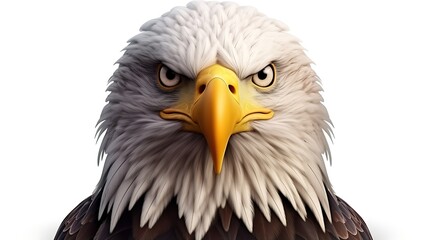 Obraz premium A majestic bald eagle stares into the camera with its piercing yellow eyes.