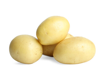 Whole fresh raw potatoes isolated on white
