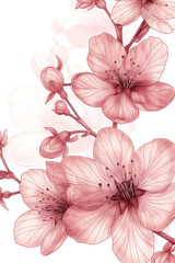pencil color, Sakura petals isolated on white background