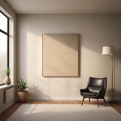 Minimalist MidCentury Blank Canvas in Modern Den Interior