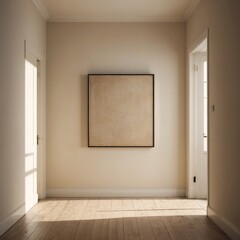 Vintage Hallway Interior Empty Canvas Hanging on Wall