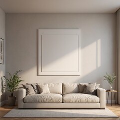 Fototapeta premium Minimalist Blank Canvas in Modern Living Room Interior