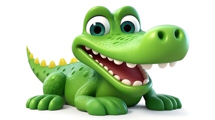 Naklejka premium A cute and friendly green crocodile with big eyes and a toothy grin. Perfect for children's books, games, and other fun projects.