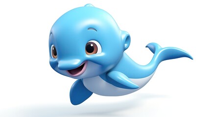 Cute and friendly cartoon dolphin character. Perfect for children's book illustrations, games, and animations.