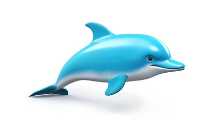 Fototapeta premium Cute and friendly blue dolphin isolated on white background. 3D illustration.