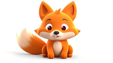 Fototapeta premium Cute cartoon fox sitting down and looking at the camera with a happy expression on its face.