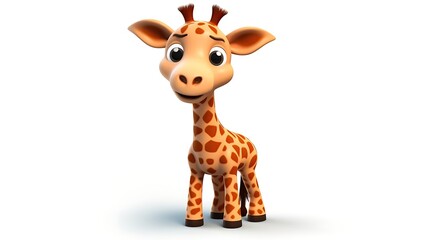 Cute cartoon giraffe with big eyes and a friendly smile. Perfect for children's book illustrations, animations, and games.