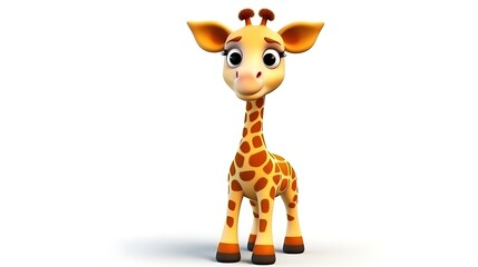 This is an image of a cute and friendly giraffe. It has big, brown eyes and a long, slender neck. Its body is covered in brown and yellow spots. © BozStock