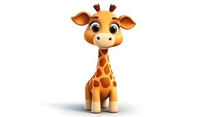 Cute cartoon giraffe isolated on white background. 3D rendering.