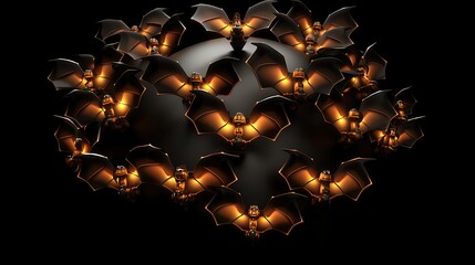3D rendering of a steampunk-inspired sphere with bat-like creatures with glowing eyes and intricate mechanical details.